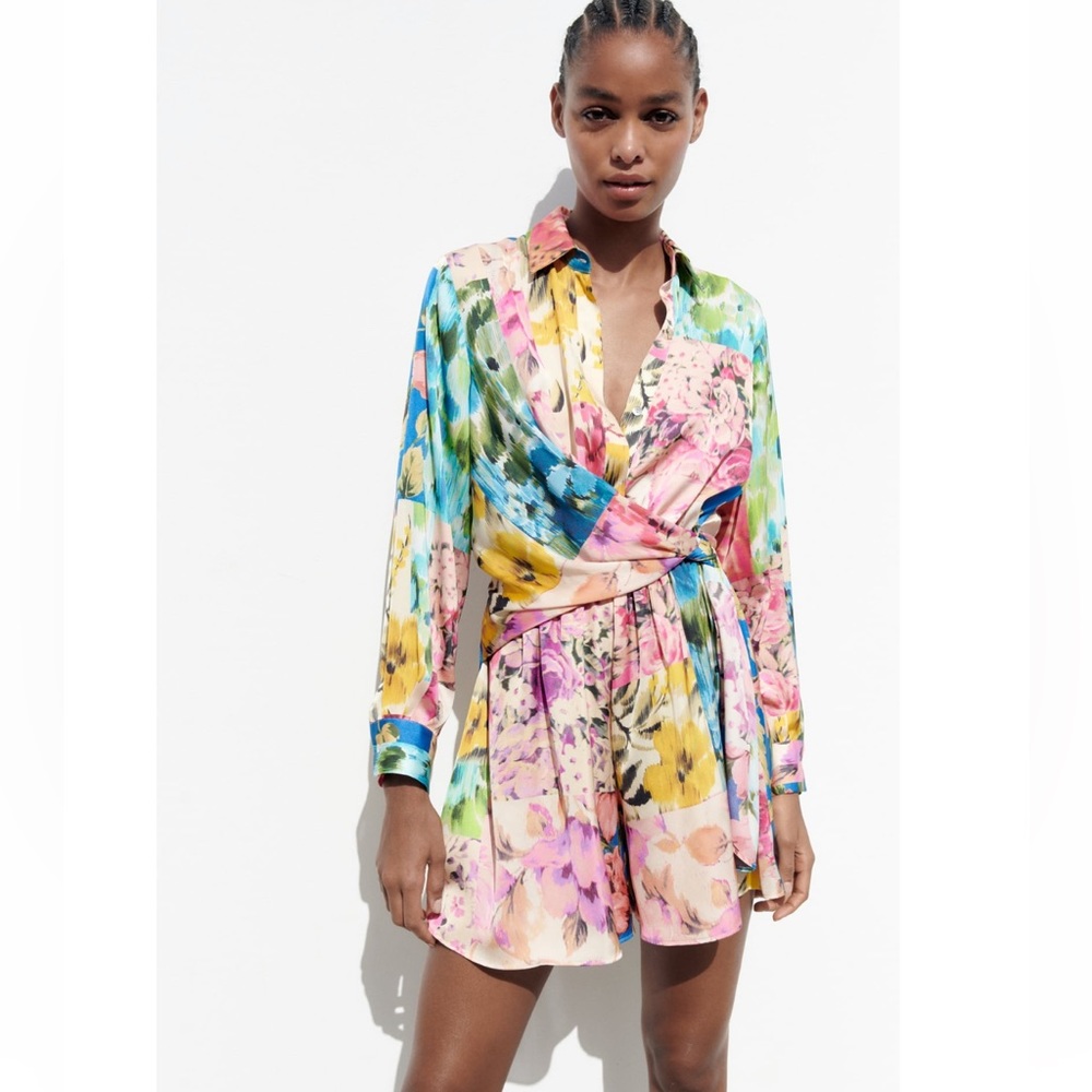 NWT ZARA PATCHWORK PRINT JUMPSUIT